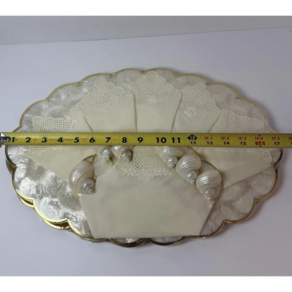 Capiz Shell Mother of Pearl Oval Placemats‎ Set of 6 with Napkins & Napkin Rings